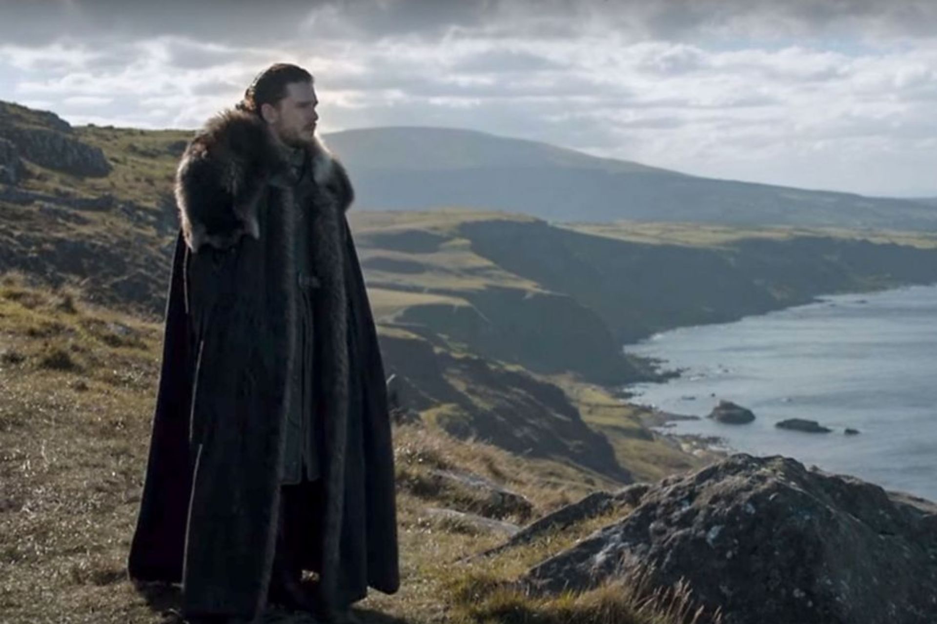 Jon Snow at Dragonstone, filmed at Fairhead