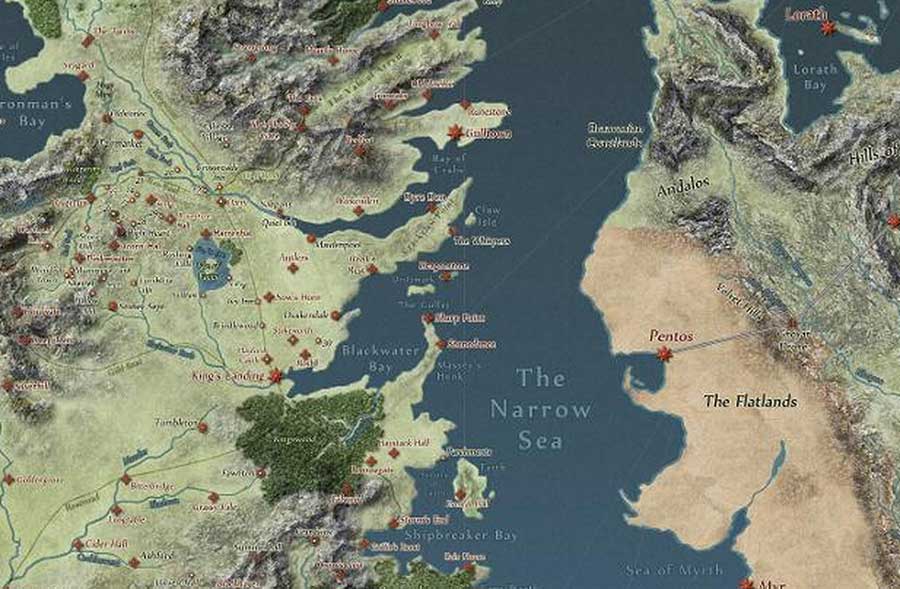 A scientifically accurate tectonic map of the world of 'Game of Thrones' created by scientists at the University of Sydney