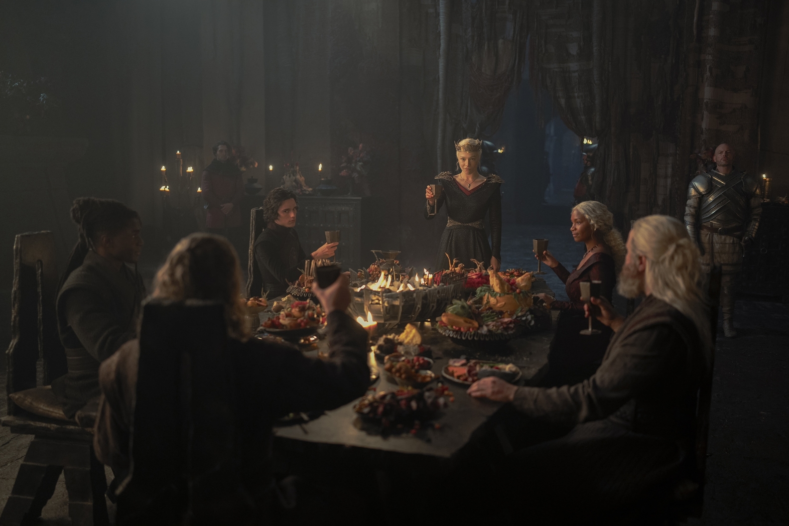 Rhaenyra toasting a feast with her allies