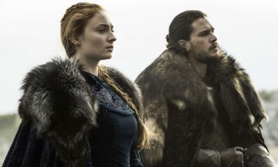 Sophie Turner and Kit Harington as Sansa Stark and Jon Snow